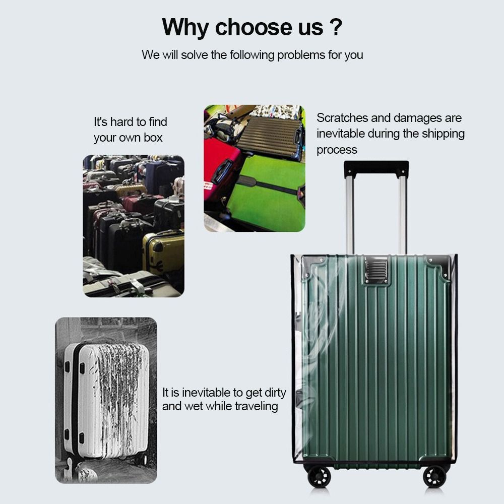 Waterproof Suitcase Cover Protector - Dayanıklı Tam Şeffaf Bagaj Koruyucu Kılıf