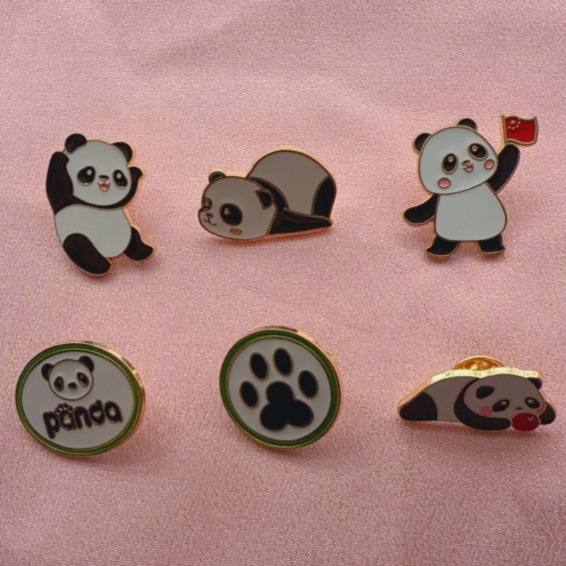 Backpacks - 6 adet Karikatür Çin Panda Rozeti