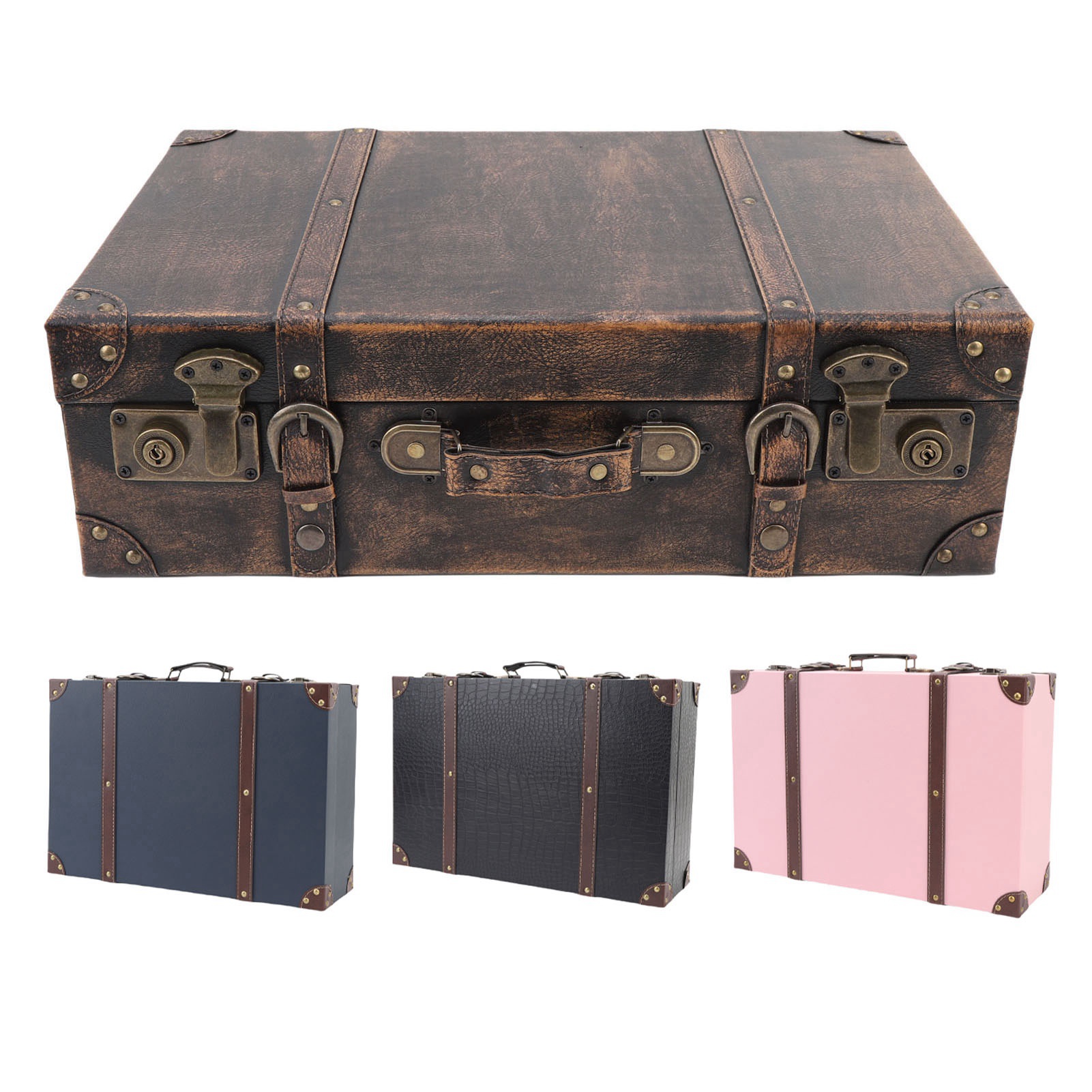 Retro Vintage Trunk Suitcase - Vintage Bavul Kutusu Seyahat Tarzı Dekoratif