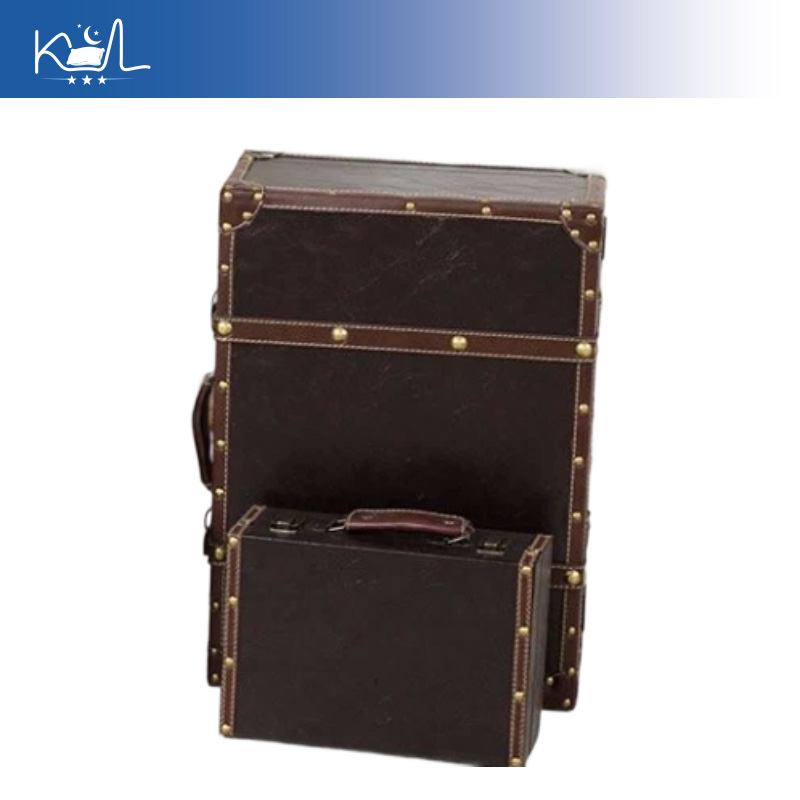 Retro Vintage Trunk Suitcase - Vintage Kahverengi Dekoratif Bavul Saklama Kutusu,