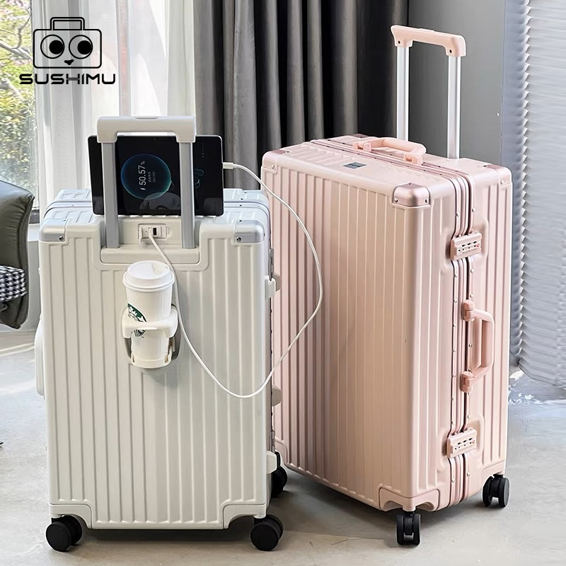 Spinner Wheel Rolling Suitcase 20 Inch - SUSHIMU Bardak Telefon Tutucu ile Bagaj