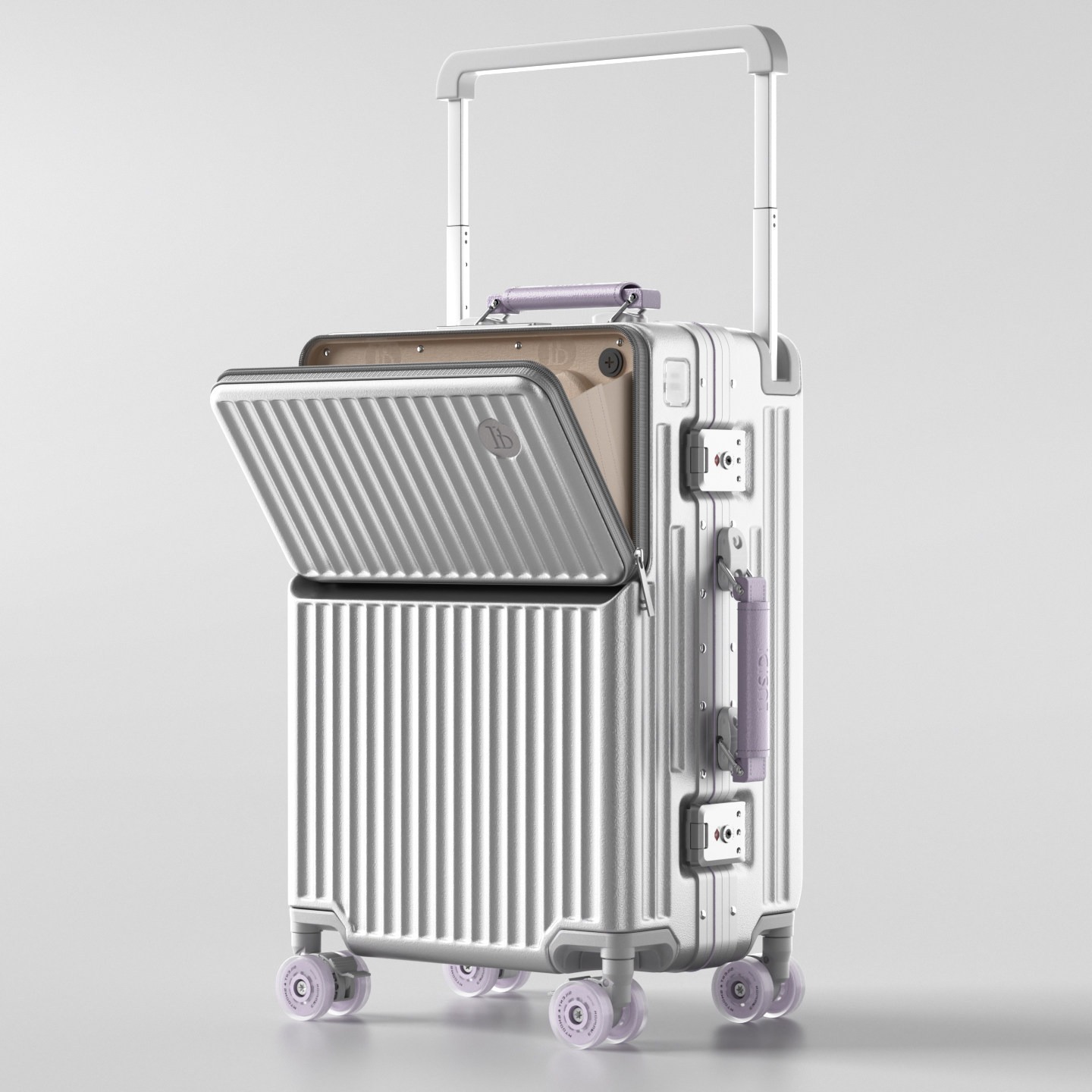 Aluminum Frame Carry On Luggage - Önden Açılır Valiz Geniş Saplı Çekçekli
