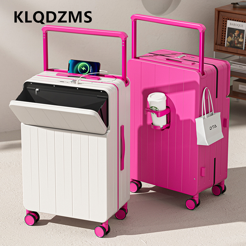 Front Opening Laptop Luggage 24 Inch - KLQDZMS Çok Fonksiyonlu Bavul Ön Açılışlı