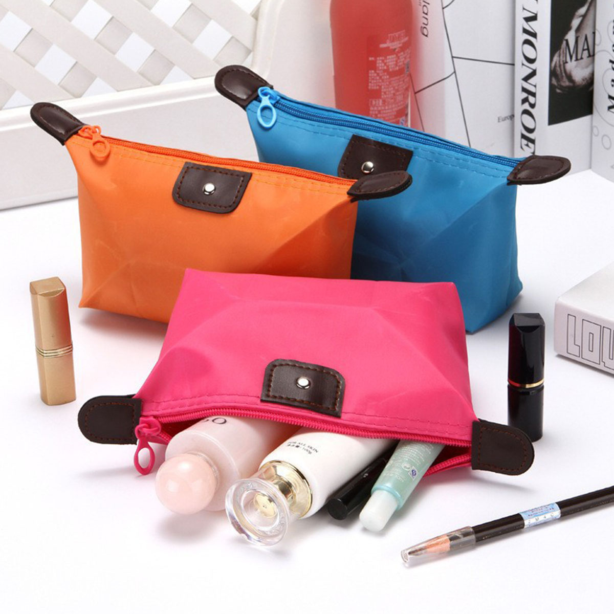 Cosmetic Bags - Kadınlar için Katlanabilir Şeker Rengi Mantı