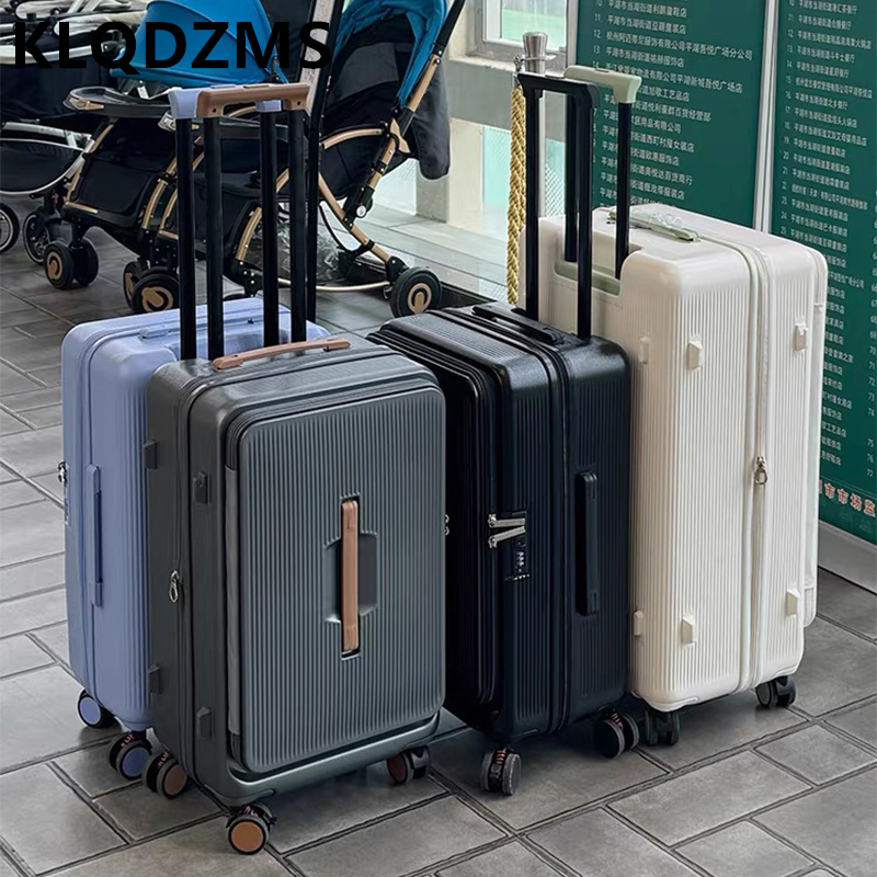 Front Opening Laptop Luggage 24 Inch - KLQDZMS Tekerlekli Bagaj Çantası Ön Açılır