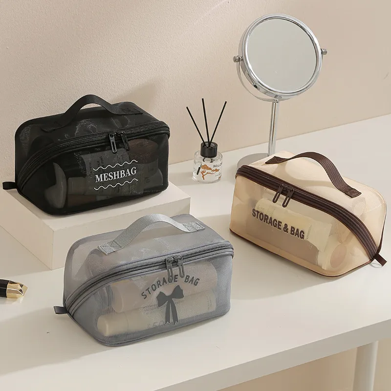 Cosmetic Bags - Büyük Kapasiteli Kozmetik Çantası Fileli Nefes