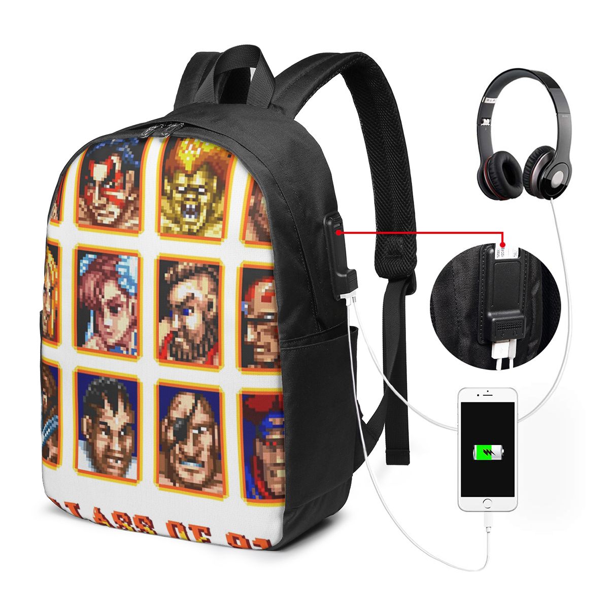 Travel Bags - Yenilgili Portreler Super Street Fighter Sırt