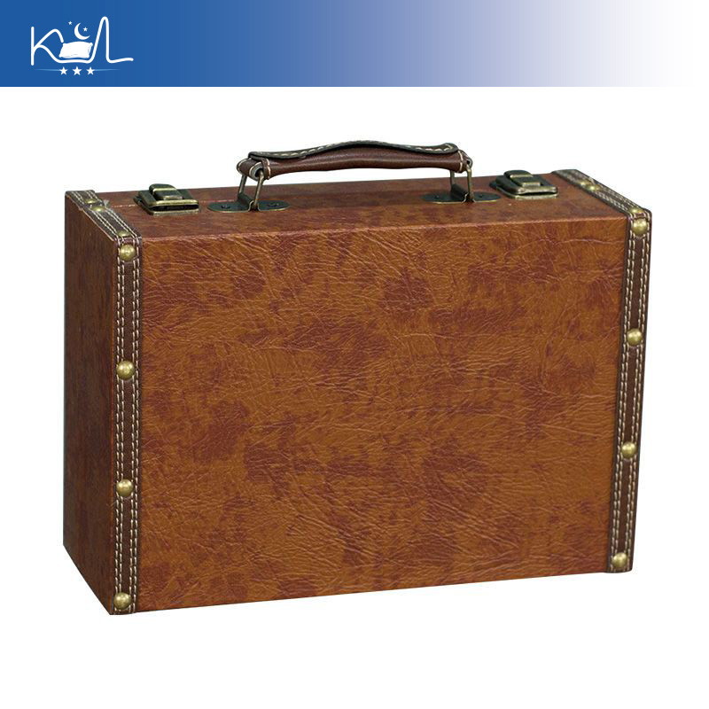 Retro Vintage Trunk Suitcase - Vintage Kahverengi Dekoratif Bavul Saklama Kutusu,