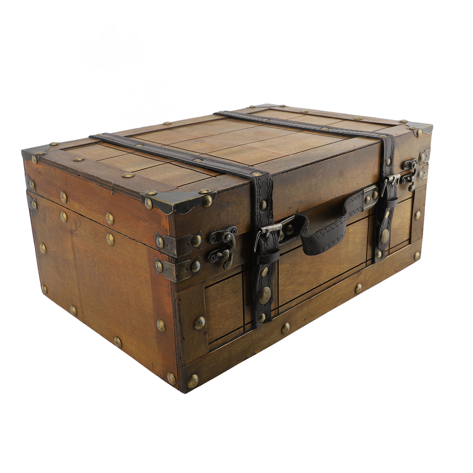 Retro Vintage Trunk Suitcase - Retro Bavul Sentetik Ahşap Vintage Zarif