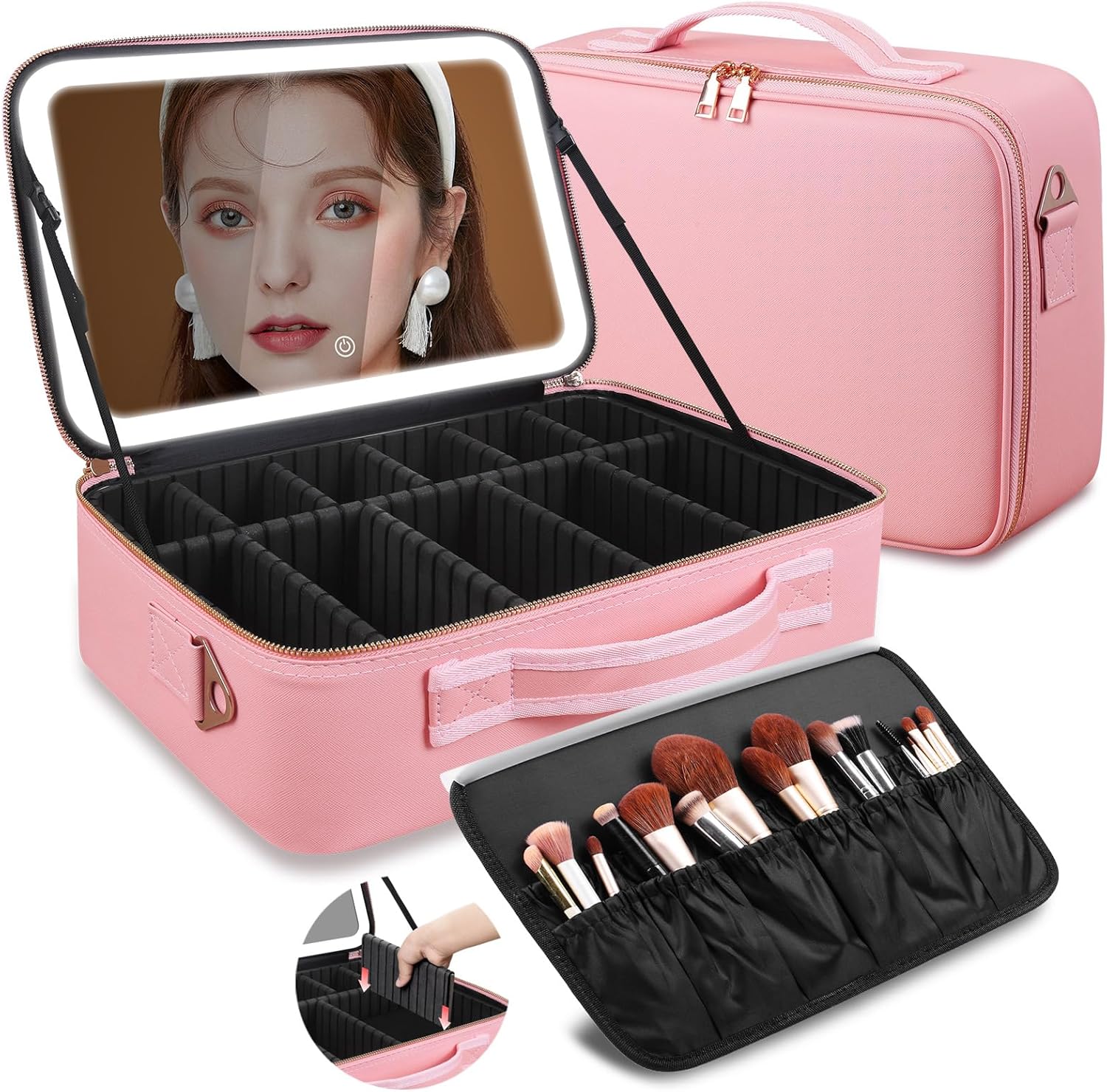 Cosmetic Bags - Büyük Kapasiteli Makyaj Çantası 15''X11'' LED
