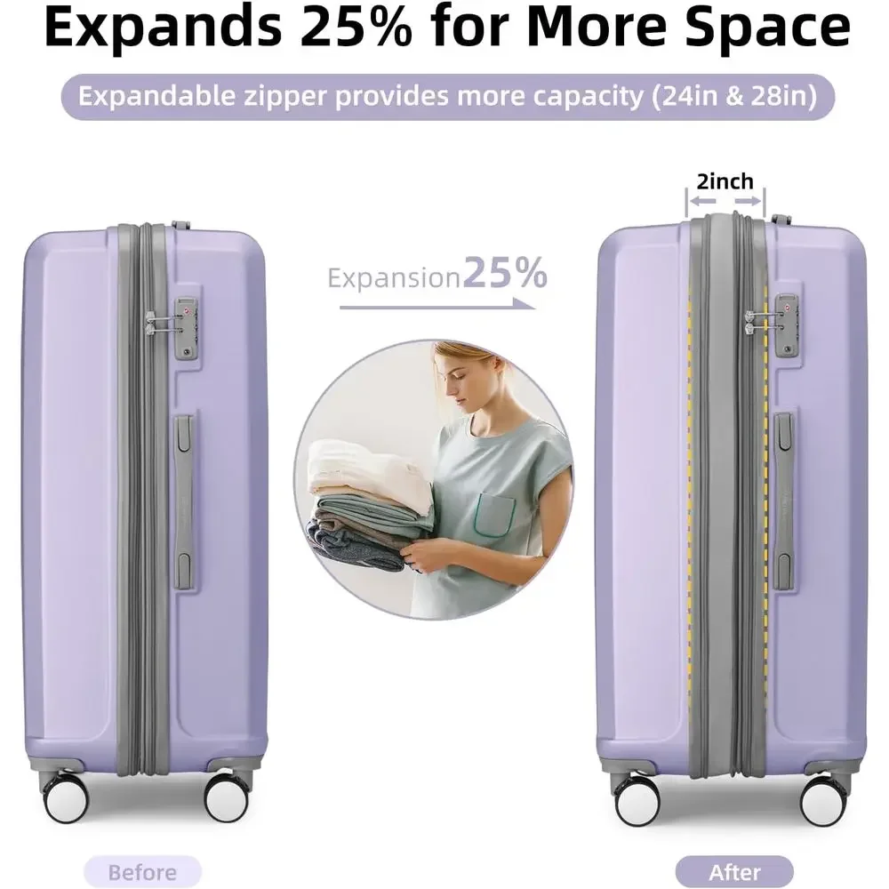 6 Parçalı Lavanta Rengi Genişl - Expandable Hard Shell Luggage Set incelemesi ve fiyatı