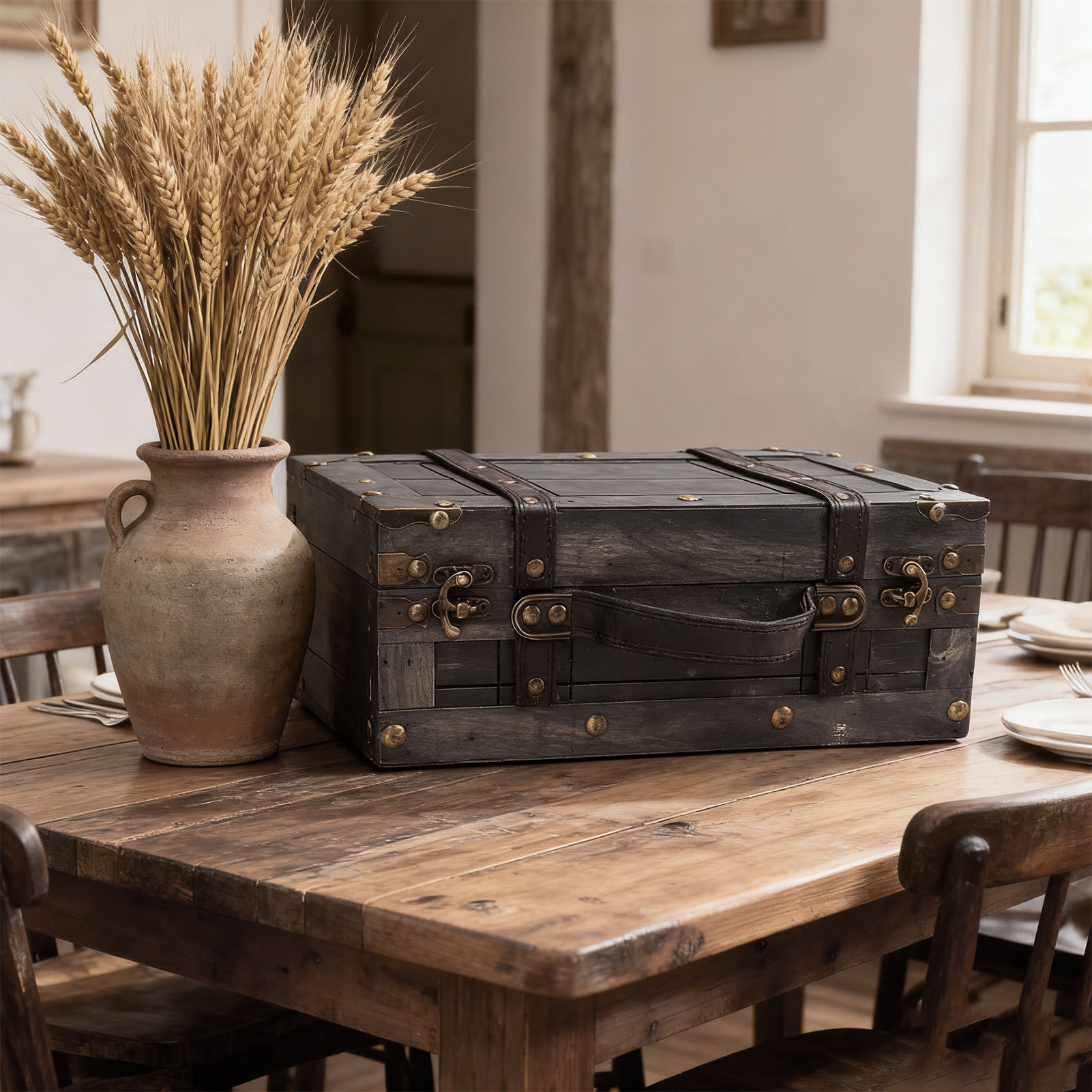 Ahşap Saklama Sandığı Ahşap Sa - Retro Vintage Trunk Suitcase incelemesi ve fiyatı
